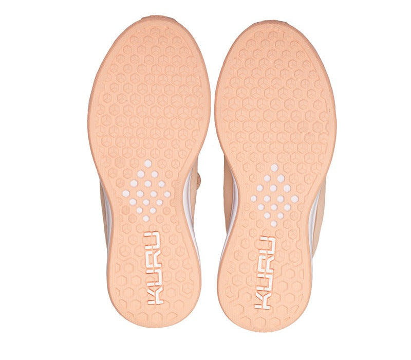 Detail of the sole pattern on the KURU Footwear ATOM Women's Athletic Sneaker in PinkSand-White-ClayPink