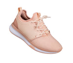 Toe touch view on KURU Footwear ATOM Women's Athletic Sneaker in PinkSand-White-ClayPink