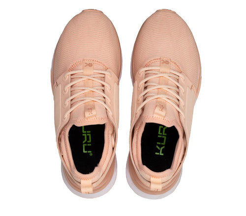 Top view of KURU Footwear ATOM Women's Athletic Sneaker in PinkSand-White-ClayPink
