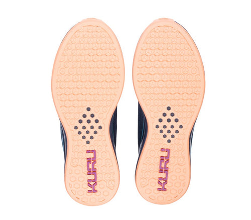 Detail of the sole pattern on the KURU Footwear ATOM Women's Athletic Sneaker in ElectricGrape-MidnightBlue