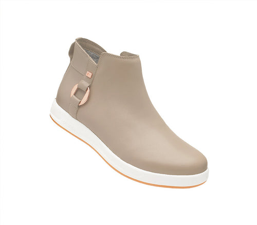 Toe touch view on KURU Footwear TEMPO Women's Ankle Boot in TaupeGray-RoseGold