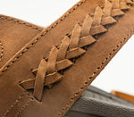 Close-up of the material on the KURU Footwear LETTI Women's Sandal in MustangBrown-WoodstockBrown